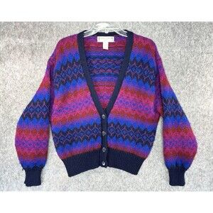 Christopher Sport Women's Knit Sweater 4 Button Cardigan Southwest Aztec Large